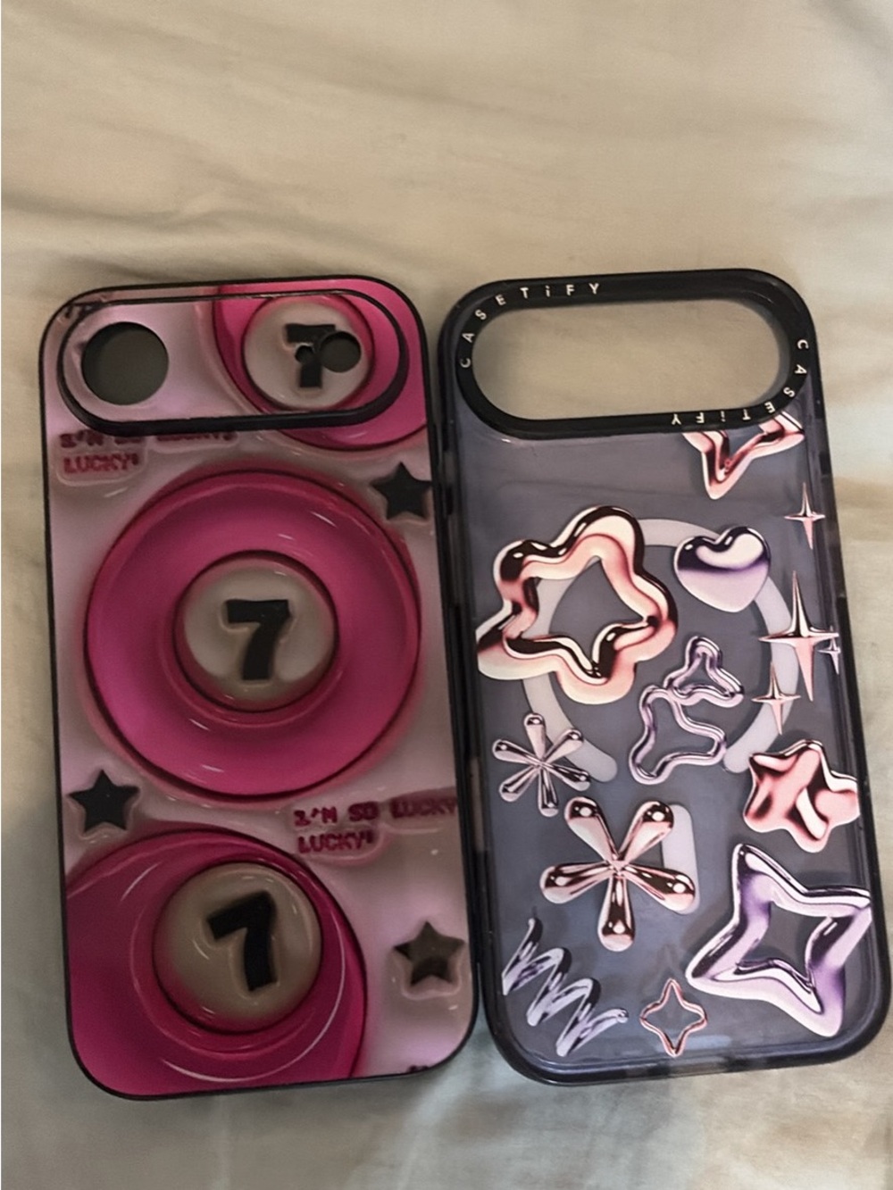 Casetify Pink & Black Clear iPhone Case Duo with Metallic Accents